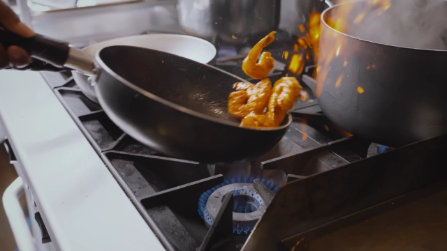 Lemon garlic butter sauce being stirred